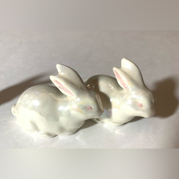 Bunny Decorations |Set Of 3 | Glossy Chrome Ceramic Bunnies + Glossy Gray Bunny - Picture 8 of 9